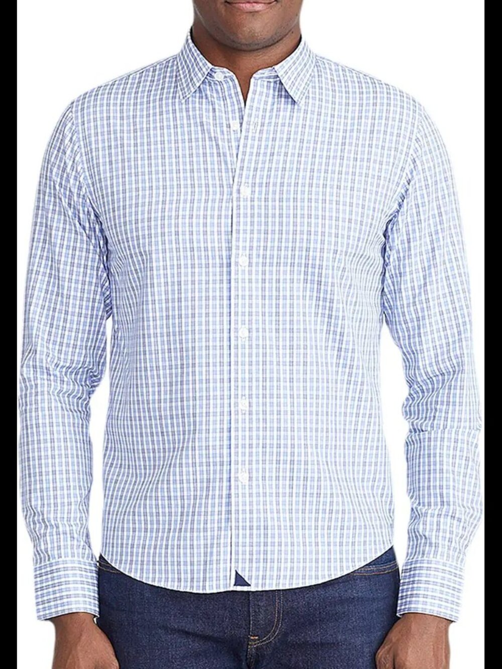 UNTUCKit Blue and White Plaid Casual Button-Down Shirt